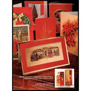 1981 Johnnie Walker Red Label Scotch Vintage Print Ad Christmas Cards Wall Art